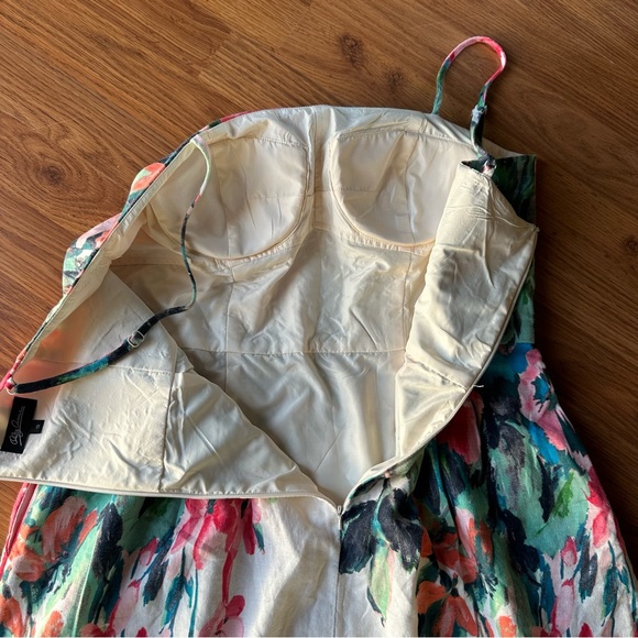 Women’s Size 10 Oleg Cassini Watercolor Floral Linen Spaghetti Strap MIDI Dress - Picture 11 of 11